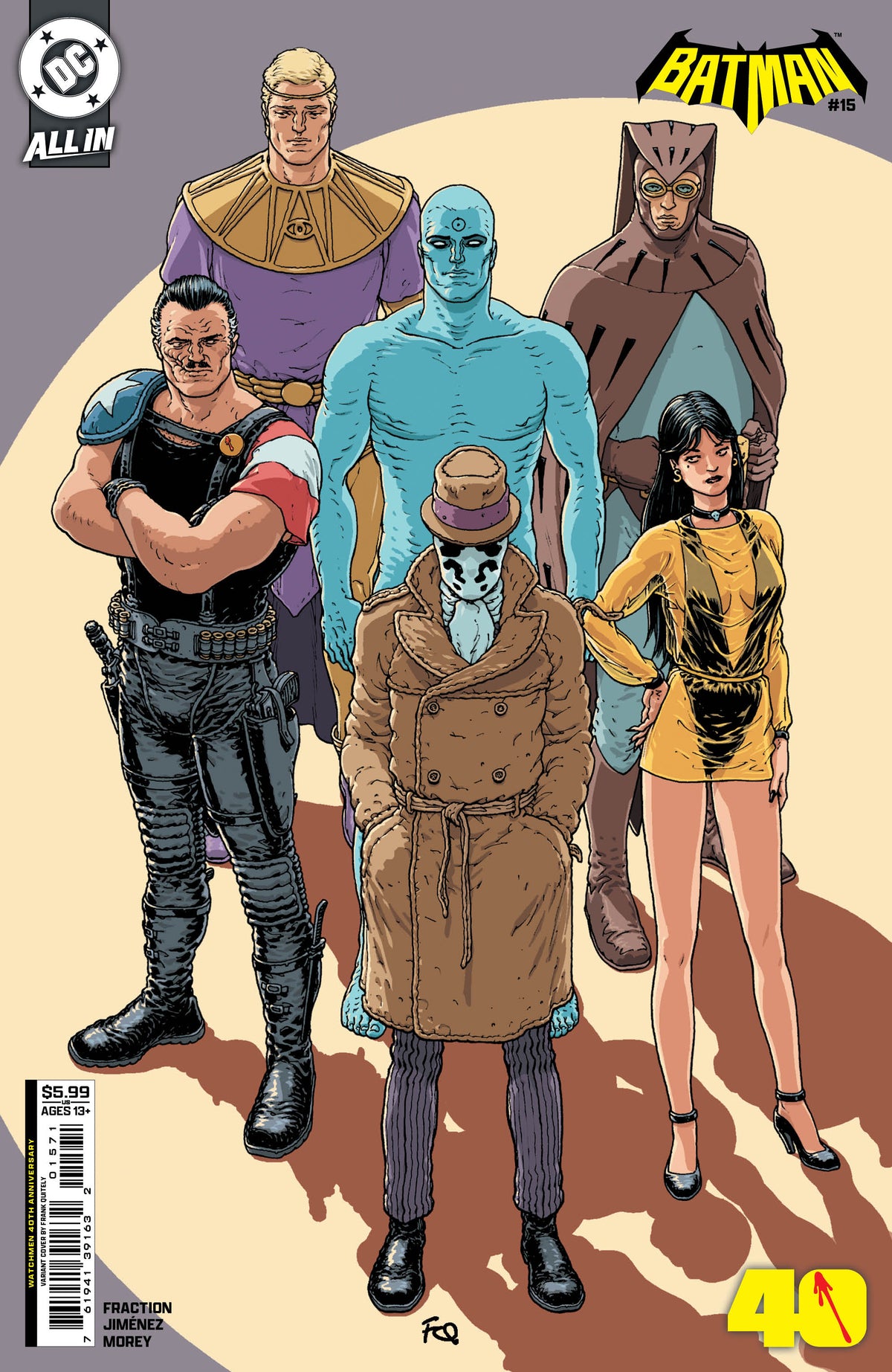 Batman #15 Cover F Frank Quitely Watchmen 40Th Anniversary Card Stock Variant