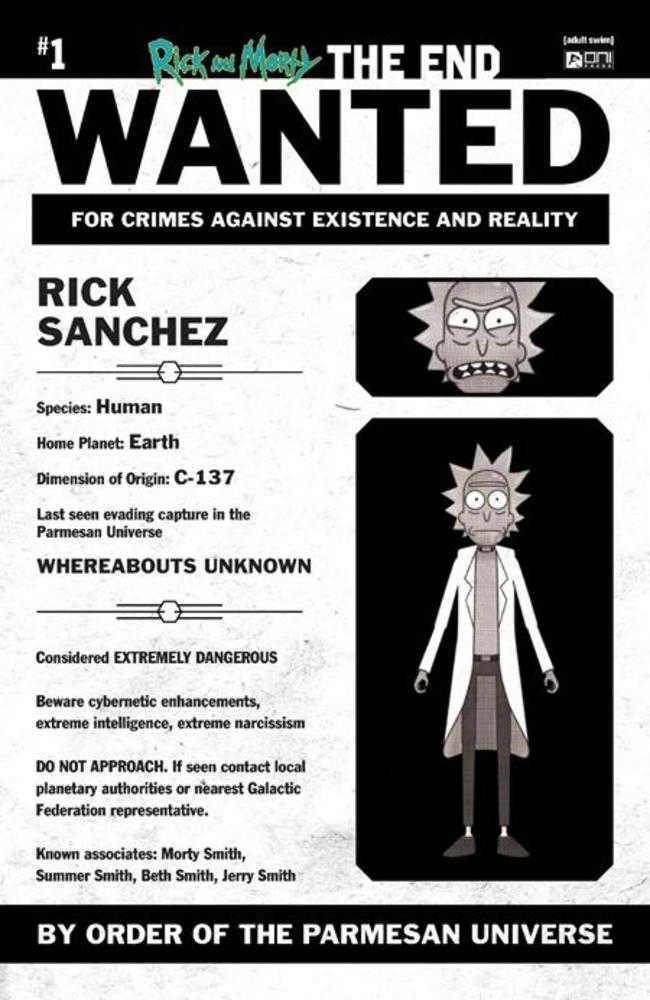 Rick And Morty The End #1 Cover E 1 in 10 Most Wanted Variant