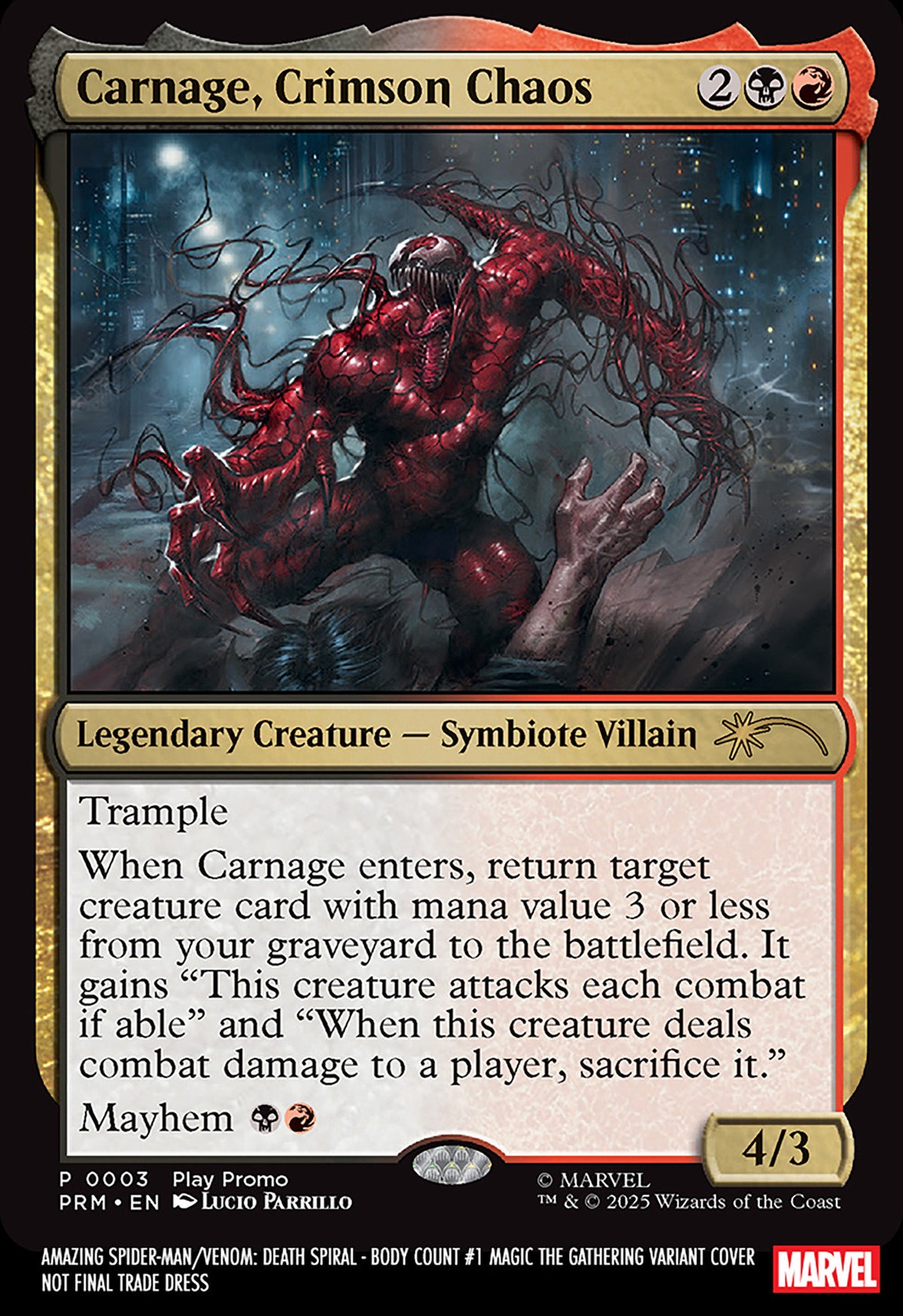 Amazing Spider-Man/Venom: Death Spiral   Body Count #1 Lucio Parrillo Magic: The Gathering Variant [Ds]