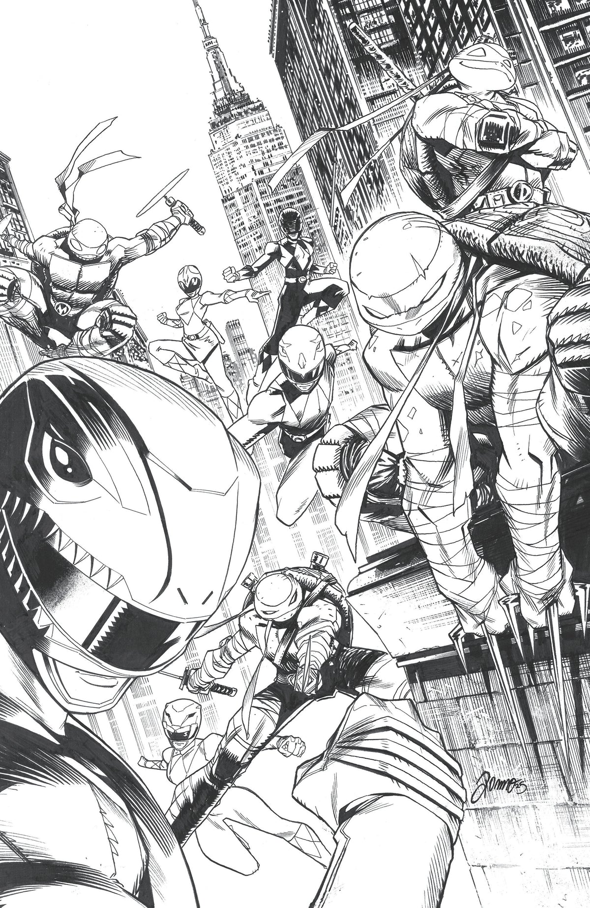 Mighty Morphin Power Rangers/Teenage Mutant Ninja Turtles III #5 E 1 in 10 Variant Edition (Full Art, Inks, Zonno)